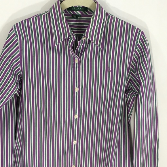 Lauren Ralph Lauren purple stripe shirt - Picture 2 of 4